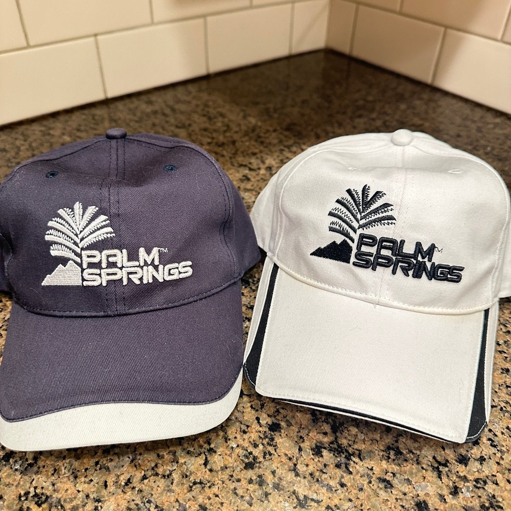 Palm Springs Headwear Adjustable Hat Lot of 2 Souvenir Golf Caps